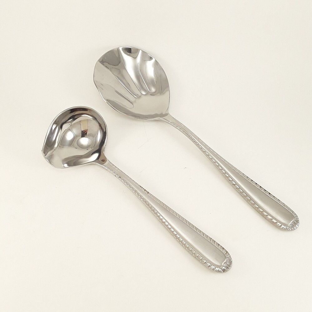Gravy Ladle & Shell Serving Spoon, Savannah- Artisanware, Stainless Steel, scoop
